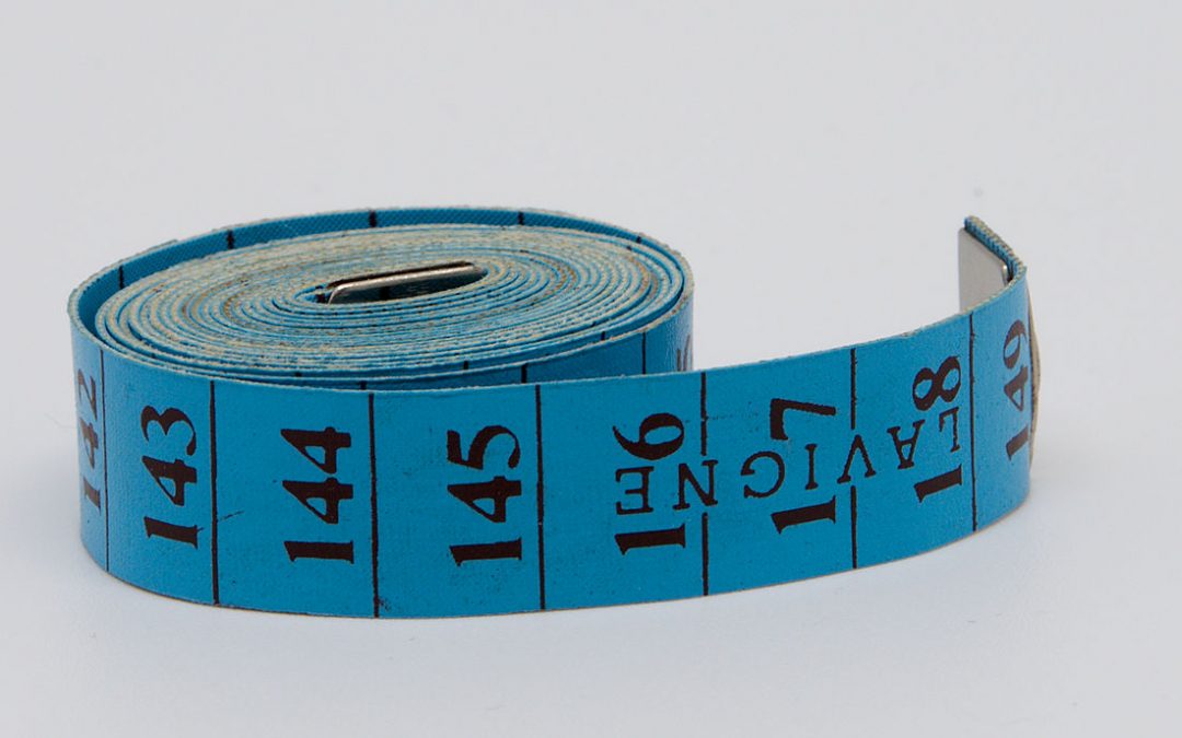 A blue measuring tape