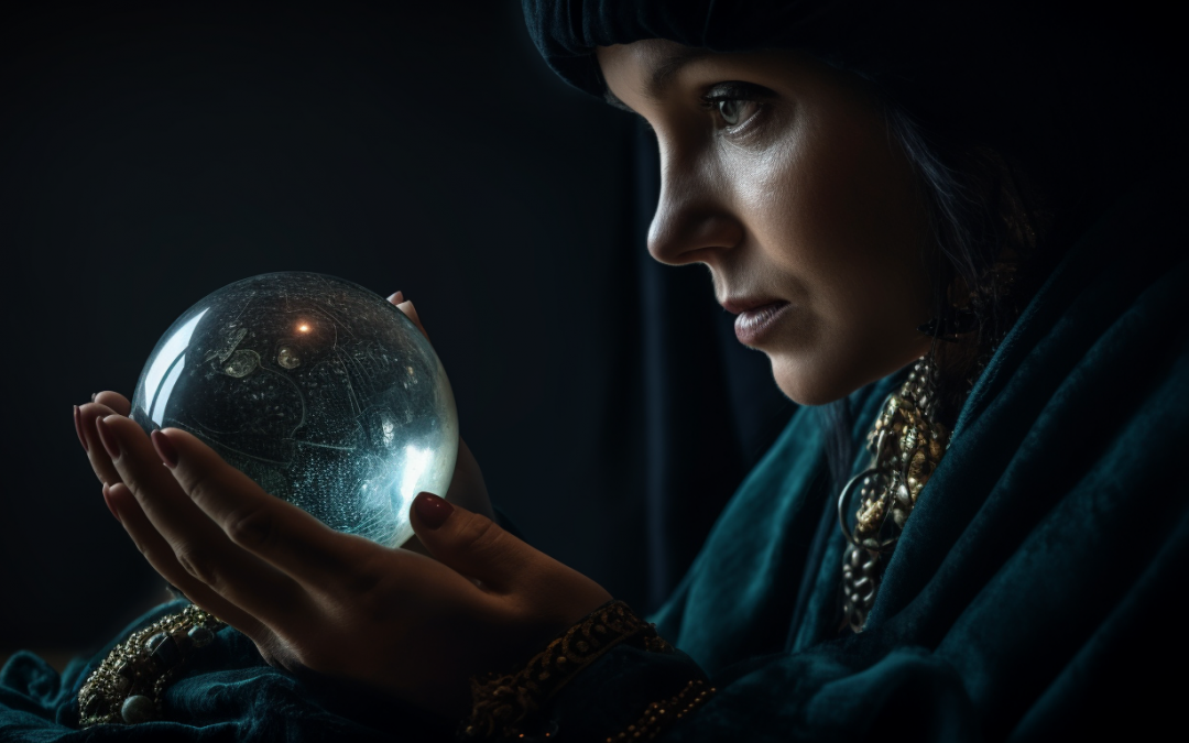 image of female fortune teller gazing into crystal ball